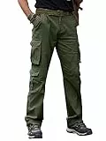 Breampot Herren Cargohose Baumwolle Baggy Chino Hosen Freizeit Outdoorhose Arbeitshose Trouser Pants (Medium, Grün)