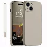 Kukiwhy für iPhone 15 Hülle Silikon mit 1 Lanyard, Dünn Slim Case mit Microfiber-Innenfutter Handyhülle für iPhone 15, Rundumschutz mit Kratzfeste Schutzhülle 6.1' Titanium Grau