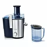 Bosch Hausgeräte Entsafter VitaJuice 3 MES3500, elektrische Saftpresse für Obst und Gemüse, großer Einfüllschacht, 1,25l Saftbehälter, mehrere Geschwindigkeiten, spülmaschinengeeignet, 700 W, blau/silber, Edelstahl