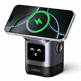 UGREEN UNO 2 in 1 Qi2 zertifizierte Ladestation, 15W iPhone Ladestation kompatibel mit MagSafe, magnetisches Wireless Charger für iPhone 17/16/15/14/13, AirPods 2/3, Winkel-Einstellbarer Ladeständer