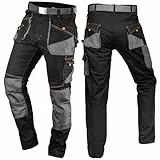NEO TOOLS HD Slim Arbeitshose - Robuste, Moderne Stretch-Arbeitshose mit Kniepolstertaschen, reflektierenden Zonen, Oxford-Verstärkungen & Baumwollgürtel, für Profis - L