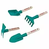 Theo Klein 2735 Bosch Garten Handgeräte-Set I Inkl. Spaten, Rechen, Schaufel und Hacke I Öse zum Aufhängen I Anti-UV I Spielzeug für Kinder ab 3 Jahren