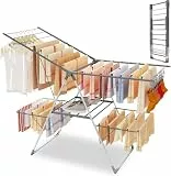 Innotic Wäscheständer Klappbar Platzsparend, Tragbar, Vertikal Wäscheständer Turm aus Edelstahl, für Balkon Innen und Außenbereich, Grau, L