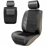 Upgrade4cars Autositzauflage Vordersitze Leder Optik Schwarz | Auto-Sitzbezüge Vorne mit Rücksitz Organizer | Auto Sitzbezug Universal
