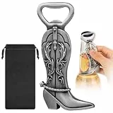 LKKCHER Damen Cowboystiefel Flaschenöffner, Cowboy Boots Rodeo Flaschenöffner, Western Cowboy Deko, Cowboy Geschenke Geburtstagsgeschenk für Frauen, Silber