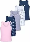 LOREZA ® 5 Stück Mädchen Baumwolle Unterhemden Tank Top Kinder - 152-158 (12-13 Jahre) - Modell 7