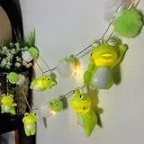 Riaxuebiy 1,65 m 10 LED Kinderzimmer Niedliches Tier Frosch Lichterketten Batteriebetrieben mit Timer für Frosch Party, Kindergeburtstag,Weihnachten (Lustiger Frosch)