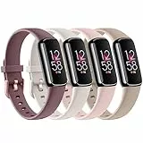 Vancle 4PACK Armbands für Fitbit Luxe Armband Damen Herren,Silikon Sport Weiches Ersatzarmband Uhrenarmband für Fitbit Luxe Armband(S,Rosa/Starlight/Milchtee/Violett)