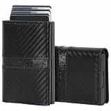 FUNGORGT Schlanke Brieftasche für Herren, Pop-Up-Aluminiumhülle, intelligente Herren-Geldbörse, Kohlefaser, Kreditkartenhalter, RFID-blockierend, dreifach gefaltet, Herren-Geldbörse, A-Kohlefaser,