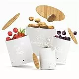 Homhut Kartoffel Aufbewahrungsbox, 4er Set Kunttsoff Vorratsdosen für Kartoffel Zwiebel knoblauch Aufbewahrung, Stapelbare Kartoffelbox Aufbewahren Küche mit Frischebelüftung