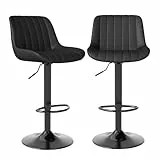 Youhauchair Barhocker 2er Set, Drehbare Barhocker mit Lehne, Höhenverstellbar aus PU-Leder, Moderner Barstuhl Küchenhocker Bar Hocker Bar Stool, Schwarz