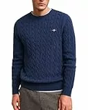 Gant Herren Cotton Cable C-Neck Pullover, Dark Jeansblue Melange, M EU