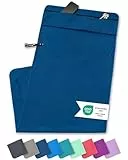 Fit-Flip Fitness Handtuch aus Mikrofaser - mit Magnet und Reißverschluss Tasche - Fitnesshandtuch für Sport und Gym - Kompakt & Schnelltrocknend - Sporthandtuch Fitnessstudio - Marineblau - 130x48cm