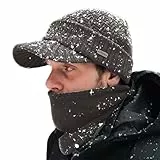 Comhats PolarWool™ Beanie Herren Winter-Set mit Wollgestrickter Schirmmütze und Fleece-Schal/Halswärmer für Herren und Damen - Warme gestrickte Schirmmütze Grau L