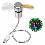 RUTYAUB USB Ventilator mit Uhr, LED Uhr Schwanenhals Mini Lüfter Leise, Faltbarer USB Uhr Ventilator für Laptop Notebook Desktop Büro Zuhause, Ideal für Sommer, Reisen Home Office​ (1 Stück)