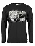 ROADSIGN australia Herren Langarmshirt mit Marken-Print Black, L
