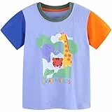 Jungen T-Shirt Baumwolle Rundhals Kinder Cartoon Kurzarm Tier Shirt Sommer Tops Oberteile 110
