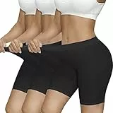 SIMIYA Radlerhose Damen, Kurze Leggings Sporthose High Waist Unterhosen Boxershorts Hotpants Sportshorts, Kurz Hose Unter Kleid (Schwarz-3er Pack, L)