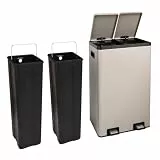 SVITA TMH2X30 Mülleimer 60L Mülltrennsystem 2 Fächer 2x15L Softclose-Deckel Pedal versteckbar Kunststoff Inneneimer | Pulverbeschichteter Stahl Taupe
