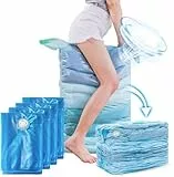 TAILI Vakuum-Aufbewahrungsbeutel, platzsparend, 4 Jumbo-Würfelpackungen, Vakuumbeutel für Kleidung, Bettwäsche, Bettdecken, Kissen, keine Pumpe, keine Kappe, platzsparendes Design