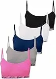 LOREZA ® 5 Mädchen Bustier Mikrofaser BH Sport Bra Unterwäsche - Spaghetti Träger (158-170, Modell 4)