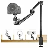 TARION Overhead Stativ Kamera Tischstativ Klemmstativ Flexibel Gelenkarm Tisch Halterung mit 3/8'' Gewinde und 3/8'' auf 1/4'' Schrauben Adapter für DSLR Kameras Ringlicht Projektor (L)