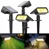 Moxled Solarlampen für Außen Garten, 3000K Warmweiß Solar Strahler 4 Stück, IP65 Wasserdicht Gartenleuchten, 2 Helligkeitsmodi Solarleuchten für Außen Garten, Hof, Gehweg