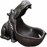 Cutfouwe Nilpferd Statue Tischdekoration,Kunstharz Sammlerstück,Kleinteile Schlüsselbonbons Behälter,Home Office Dekoration Zubehör Hochzeitsgeschenke,Silber