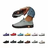 Sneaker Damen Wasserdicht, Leder Sportschuhe Flache Schuhe Ohne Schnürsenkel Walkingschuhe Einfarbig Sneakers Breite Füße Halbschuhe rutschfest Freizeitschuhe Bequeme Outdoorschuhe Casual Sportschuhe