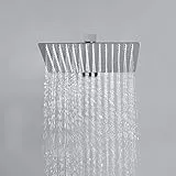 JOHO pflegeleichte Kopfbrause Regendusche Duschkopf aus Edelstahl, Quadratische Einbauduschköpfe Brausekopf mit Anti-Kalk-Düsen (25x25cm ECKE)