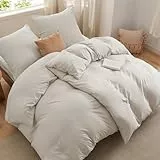 BEDSURE Bettwäsche 135x200 4teilig Bettbezug - Weiche Baumwollähnlich Bettwäsche-Set 135 x 200 cm 2er Set mit 2 Kissenbezüge 80x80 cm, ÖKO-TEX Deckenbezug Bedding Natur mit Reißverschluss