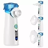 NVKHG Inhalationsgerät,Portatile Geräuschloser Inhalator, Mit digitaler Anzeige, Automatischer Rückstandsreinigung, USB-C Wiederaufladbar für Erwachsene und Kinder – Blau