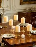 Romadedi Gold Kerzenständer Metall für Stumpenkerzen: Modern Kerzenhalter 6er Set - Tischdeko zu Weihnachten, Hochzeit, Esstisch, Wohnzimmer Deko, Geschenkidee für Frauen