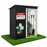 PROREGAL Gartenhaus Gerätehaus Eden Metall Klein für Garten mit Pultdach, 2 m³, abschließbarer Schiebetür 182x161x88cm Anthrazit Geräteschuppen wetterfest Gartenhütte Outdoor