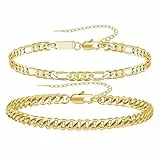 RANKEEF Armband Herren Gold Kettenarmband für Männer Kubanisches Gliederarmband für Männer Figaro-Armbänder Armkette Herren Gold Herrenschmuck Vatertagsgeschenke