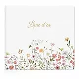 Gästebuch Blanko mit 6Schöne Aufkleber und 44 Doppelseiten Premium Dickem Papier, Größe 21x23cm Guest Book,Hardcover Hochzeitsgästebuch für Hochzeiten Geburtstage Polterabend Taufe Ferienwohnung(Blau)