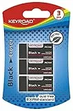 KEYROAD Universal Radiergummi/ Radierer für Bleistift und Buntstift/ 3 Stücke / Schnell Sauber und Fleckig -Frei/ Farbe: Schwarz/ Ideal für Schule und Büro