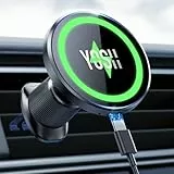 YOSH für MagSafe Autohalterung mit Ladefunktion, [verlängerter Metall-Doppelhaken & N56 Magnete], 15W Schnellladen, magnetische Handyhalterung Auto für MagSafe, für iPhone 12-17 Samsung & Pixel