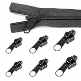 6 Stück Reissverschluss Reparatur Set Ersatz, Multifunktions-Reißverschluss-Anhänger, Reißverschlüsse Zipper Ersatz in 3 Größen, für Jacken, Gepäck, Rucksäcke, Reißverschlüsse-Reparatur, Schwarz