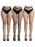 LZL1517 Netzstrumpfhose Schwarz Sexy Strumpfhosen Hohe Taille Netzstrümpfe für Damen (DE/NL/SE/PL, Alphanumerisch, Einheitsgröße, Regular, Regular, Netzstrumpfhose Schwarz 3 Paar - S+L+XL/Gitter)