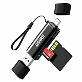 DSRKE SD Kartenleser, USB C & USB 3.0 Micro SD Adapter, Aluminium SD Card Reader Speicherkartenleser für SD, microSD, SDHC, SDXC | Kompatibel mit iPhone 17/16/15, MacBook Pro/Air, iPad, Android