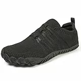 Barfußschuhe Damen Herren Breite Barfuss Schuhe Laufschuhe Zero-Drop Sohlen Zehenschuhe Traillaufschuhe Leichte Atmungsaktiv Fitnessschuhe Komfort rutschfest Straßenlaufschuhe Unisex(Schwarz 38EU)