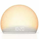 DOUMOSH Sonnenaufgangs-Wecker, Weißes Rausch-Gerät für das Schlafzimmer | Natürliches Aufwachlicht mit sanften Alarmtönen, 20 beruhigende Schlafklänge, dimmbares Display, bildschirmfreies Design