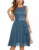 Berylove Abendkleider Glitzer Brautjungfernkleider Kurz Cocktailkleider Für Damen Hochzeit Kleid Kleider Elegant Kleidchen Damen Elegante Kleider Damen BLP7052XP Grey Blue XXL