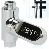 BAIFULAI LED Digital Badethermometer, Badewannenthermometer 0-100 ℃ Echtzeit Wasserdurchfluss mit 360 ° drehbarem Bildschirm, Wasserthermometer Baby, Duschthermometer, Thermometer Badewanne Badezimmer