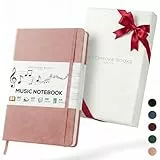 Beechmore Books Notenbuch A4 (21,6 × 29 cm) – 156 Seiten, 120 g/m² | Hardcover aus Veganleder, Perforierte Notenzeilen, Lay-Flat, Geschenkbox für Musiker, Komponisten, Lehrer