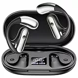 EUQQ Offene Ohr Bluetooth 5.4 Earbuds, Kabellose Kopfhörer Sport Over-Ear-Kopfhörer mit Ohrhaken, 40H Spielzeit Earbuds Schnellladung, IPX7 Wasserdicht für Laufen/Workout, Schwarz