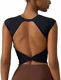 Odizli Top mit Integriertem BH Damen Sommer Ärmellos Rückenfrei Sport Sportunterwäsche Sportbh Bügelloser Yoga Fitness Bustier Bra Oberteile Frauen Sporttop Sportshirt Sportoberteile Schwarz M