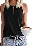 Tanmolo Damen Tank Top Ärmellos Oberteile Sommer Tanktops V-Ausschnitt Blusentop Strand Sexy Vest Top Bluse Schwarz, XL
