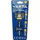 VARTA Stirnlampe LED inkl. 3x AAA Batterien, Work Flex Motion Sensor H20, Bewegungssensor, zwei Leuchtmodi, an- und ausschalten durch Handbewegung, spritzwasser- und staubgeschützt